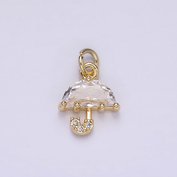 Mini 14K Gold Filled Umbrella Clear CZ Micro Paved Add-On Charm | AG216