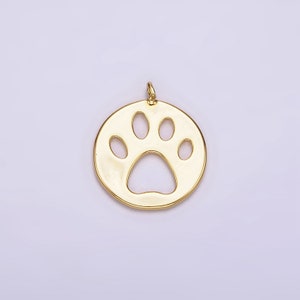 14K Gold Filled 12mm Pawprint Pet Animal Round Open Charm | AC866