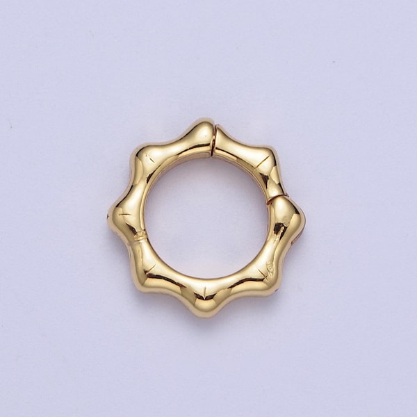 Gouden Sun Spring Push Gate Ring, 24K Gold Filled 12,4 mm & 16,9 mm Sun Octagon Ring Charm Holder Sluiting | L-931, L-932