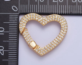 24K Gold Filled Micro Pave Cubic Zirconia CZ Heart Spring Gate, Valentine Love Jewelry Supply | L-838