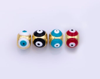 Shiny Gold Filled Evil Eye Beads, Blue White Enamel Evil Eye Spacer Bead Charm Connector for Bracelet B-663 ~B-667