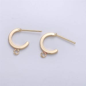 2 pcs 14k gold filled hoop stud w/ open link push back earring making 10mm, nickel free lead free for earring charm making finding k-197