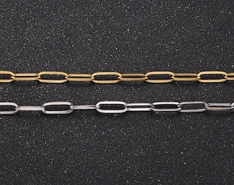 Stainless Steel 3.5x9.5mm Paperclip Unfinished Chain by Yard Tarnish Free Wholesale Chain for Necklace Bracelet Supply | ROLL-1354 ROLL-1355