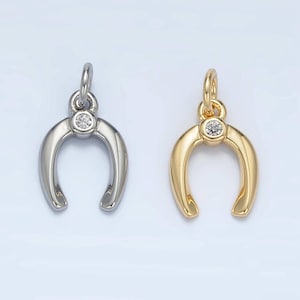 Mini gold horseshoe charms 24k gold filled cz horse shoe pendant silver lucky charm bracelet necklace for diy jewelry making supply x592
