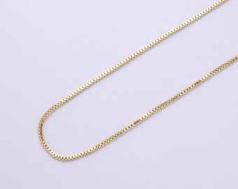 14K Gold Filled 0.8mm Dainty Box 16 Inch Choker Necklace | WA-2321