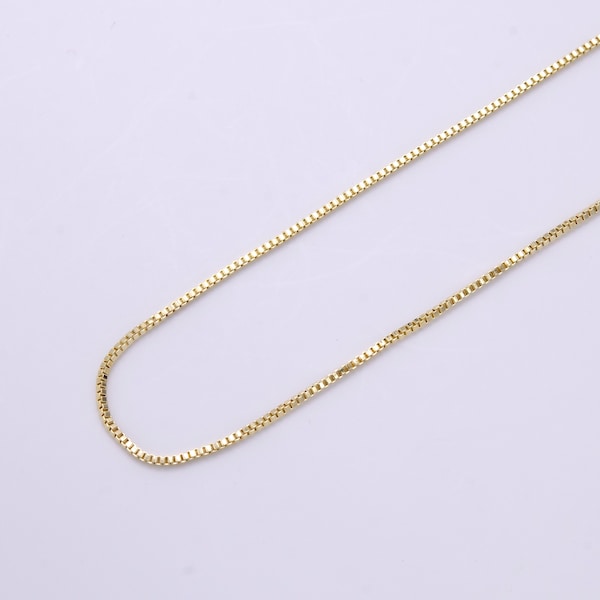 14K Gold Filled 0.8mm Dainty Box 16 Inch Choker Necklace | WA-2321