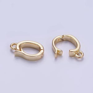 Gold open circle push in clasp with loop finding enhancer, round clasp for charm jewelry making supply l-664