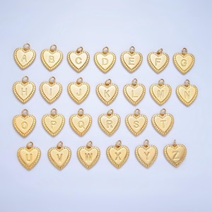 Delicado colgante con letra inicial en forma de corazón bañado en oro de 18 k, dije con letra de amor, dije con alfabeto, dije personalizado para collar y pulsera, suministro a1500