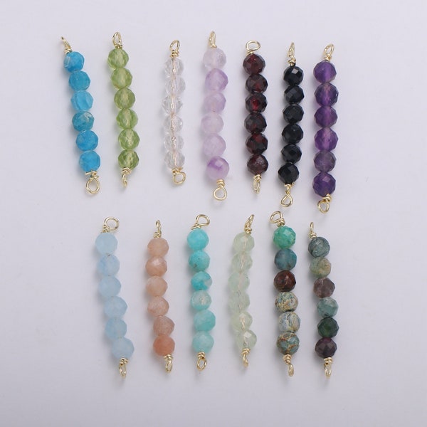 4mm Semi Precious bead Connector for Necklace Bracelet Earring jewelry supplies Component in 14k Gold Filled wire Finding Natural Stone Bead