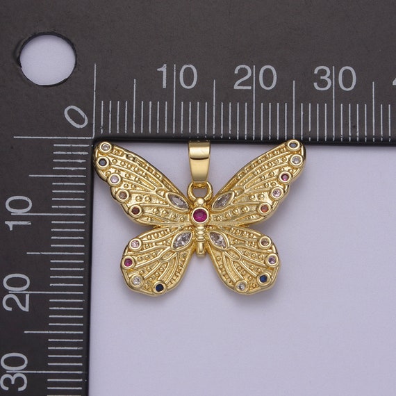 Wholesale Natural Mixed Gemstone & Butterfly Charms Safety Pin Brooch 