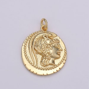 14k gold  roman gold coin pendant, greek warrior  heracles coin pendant, earing diy, warrior coin pendant, hercules coin pendant,