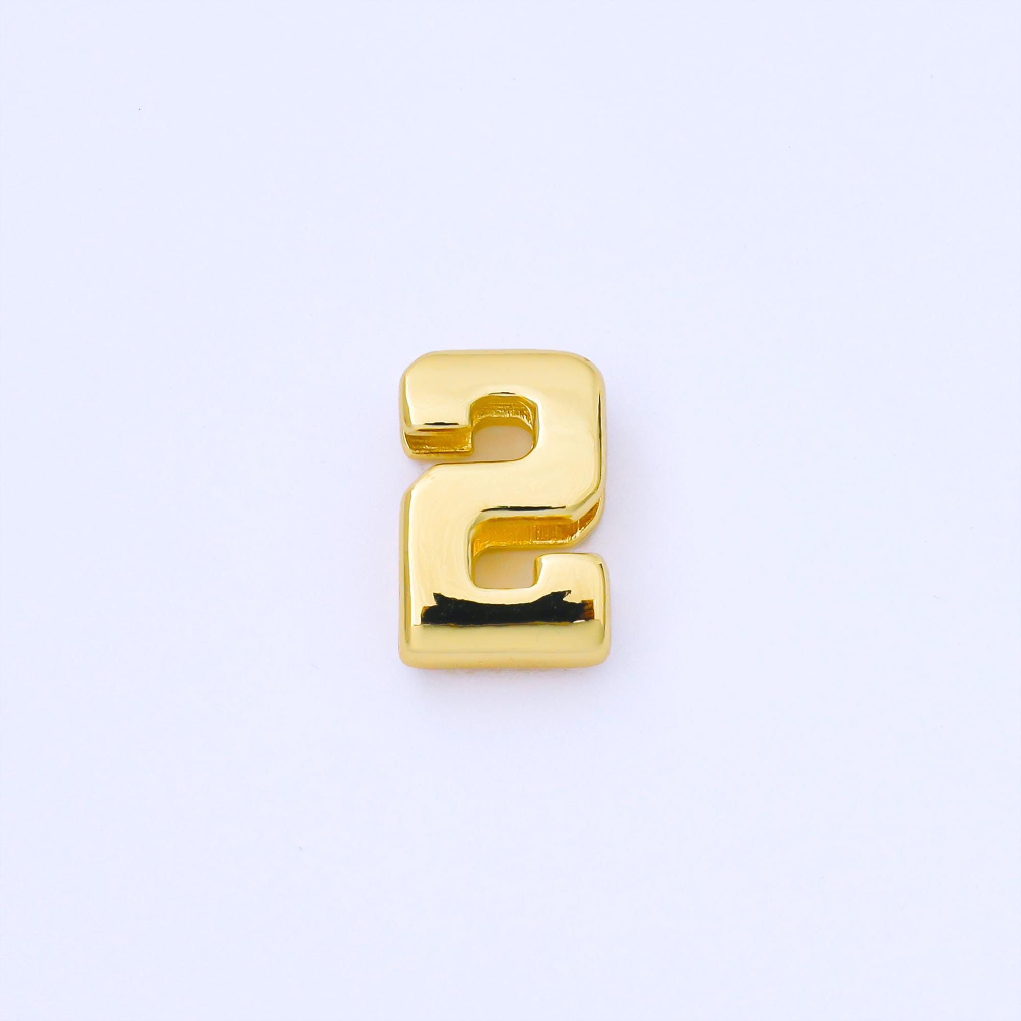 24k Gold Filled Varsity Number Beads Charm Sport Number Spacer 3D Gold ...