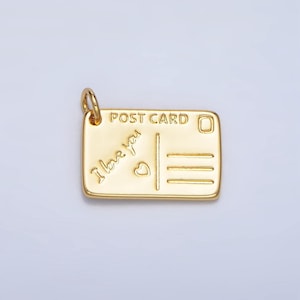 Mini cartão postal com pingente dourado eu te amo cartão com mensagem para viagem x586