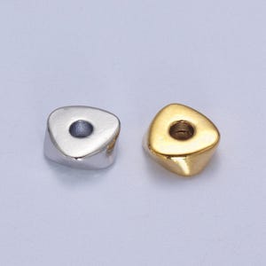 20x mini triangle beads, shiny gold slider beads, tiny bead spacers geometric beads silver triangle bead spacer for necklace bracelet