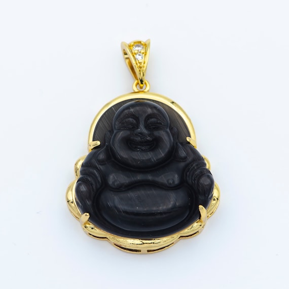 Classic Vintage Black Stone Buddha Necklace Pendant Buddhist Pendant  Jewelry Necklace Amulet