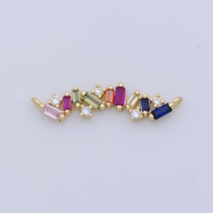 Veelkleurige gebogen gekoppelde baguette zirconia cz-connector voor het maken van sieraden, ketting, armbanden | f-306