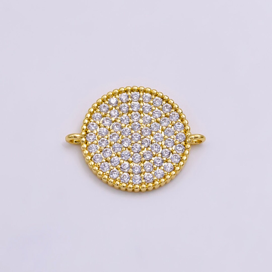 14K Gold Filled Round CZ Pave Disc Connector | G-338 - Etsy