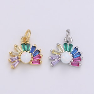 1pc 24k gold  colorful zirconia micro pave cz rainbow pendant, arc baguette charm, white goldfilled sunrise pendant, chgf-1967, 1968