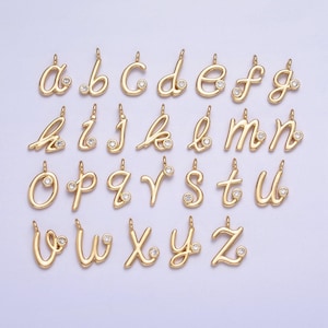 Delicado dije inicial de oro, dije de letra cursiva, monograma del alfabeto minimalista, joyería personalizada, dije adicional para collar, pulsera y pendiente