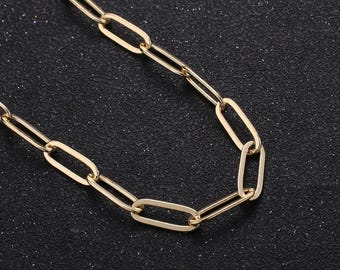 18k gold paperclip rolo cable chain by yard, cable rolo chain by foot, thicknest 0.7mm,roll-313