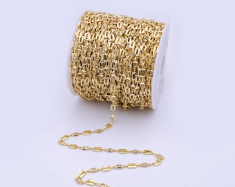 24k Gold Clear Cz Square Rectangle Chain by Yard, Wholesale Gold
