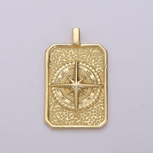 Tag Charme 14k Gold gefüllt Münzenanhänger, Medaillon Charme, Kompass Charme, Militär Charme für Halskette Armband Ohrring i-675