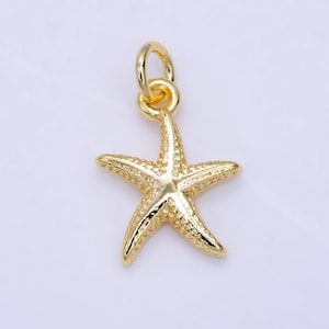 16k gold filled mini textured star fish ocean animal add-on charm | n945