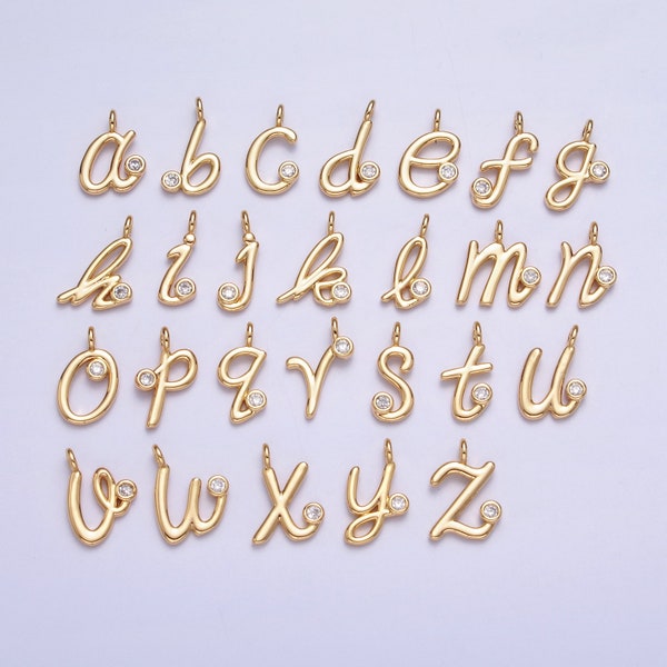 Dainty Gold Initial Charm Cursive Letter Charm Minimalist Alphabet Monogram Personalized Jewelry Add On Charm for Necklace Bracelet Earring