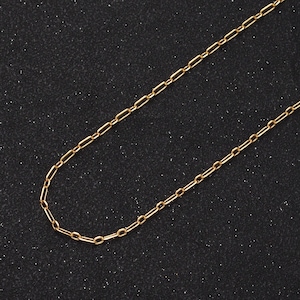 24k gold filled dainty 1.8mm flat edge paper clip cable link wholesale jewelry making unfinished chain in gold | roll-970