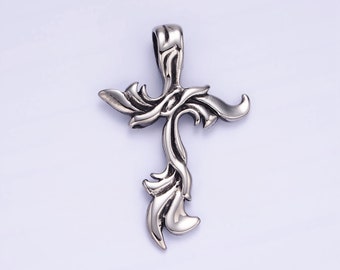 Stainless Steel 48mm Cross Flame Fire Pendant | P1408