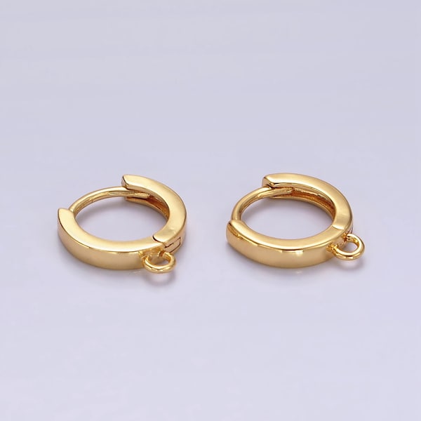 Gold Vermeil 12mm Flat Minimalist Huggie Open Loop Earrings Finding Supply | Z568