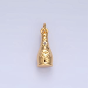 Mini breloque bouteille de vin dorée pendentif bouteille de champagne breloque goutte breloque bouteille w136