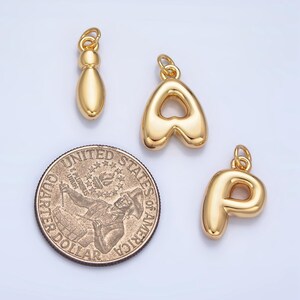 18k gold filled alphabet balloon initial charm dainty puffy letter charm necklace bubble font style necklace bracelet a1513 image 10