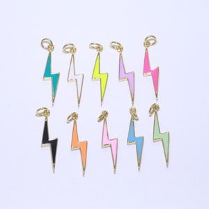 Enamel lighting gold charm colorful bolt pendant, statement jewelry rock n roll wizard  thunder pendant for necklace earring bracelet, m305