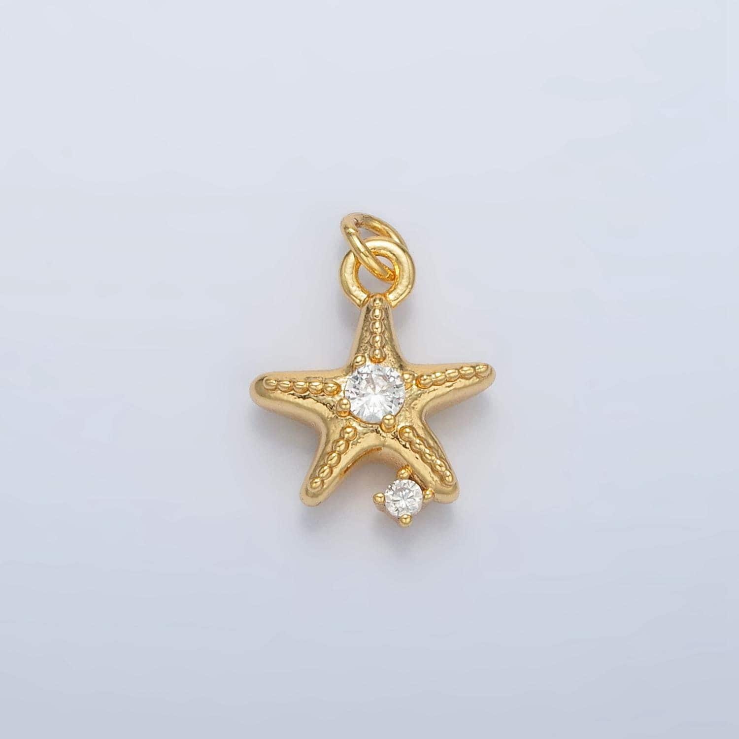 24k Gold Filled Cz Starfish Clam Shell Mini Start Fish Charm