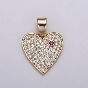 1pc 18k gold  micro pave cz heart pendant charm, open heart micro pave cz pendant charm,  pendant, for diy jewelry, j-284