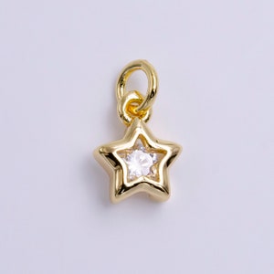 16K Gold Filled 10mm Clear CZ Celestial Star Bezel Add-On Charm Mini Star Charm | AC1461