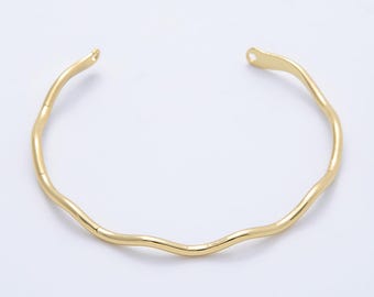 Bracciale rigido curvo a onda in oro 18 carati - Accessorio per bracciale rigido WA-4422