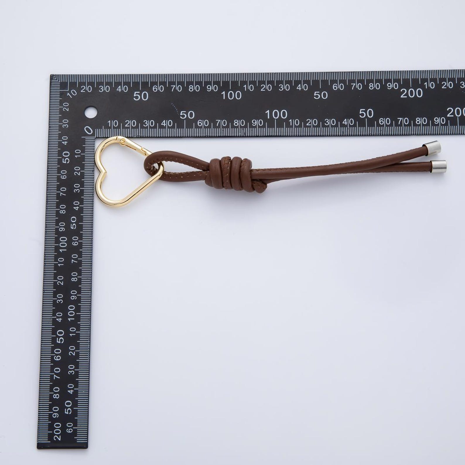Gate Key Chain Stainless Steel 205mm Brown Leather Knot Cord Heart Push Gate Keychain ...