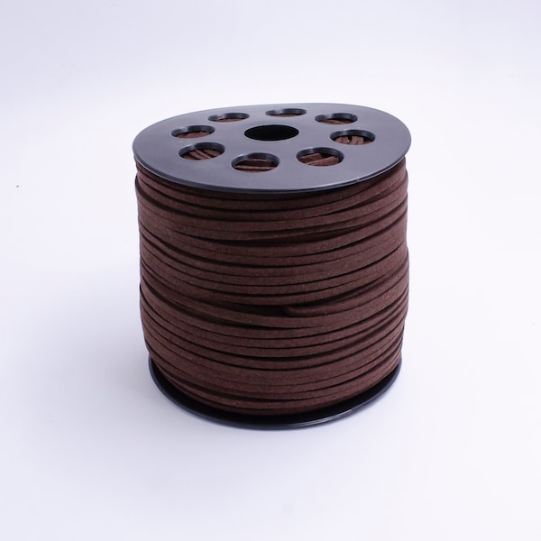 Brown Faux Leather Cord 2.5mm 1 Yard Suede Cords Flat Velvet Leather Cord Fiber Lace Leather Strip Flat Thread String | Roll-1435