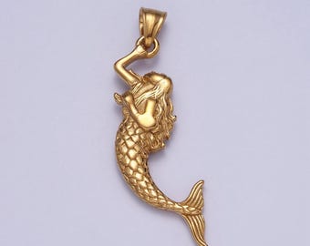 Gold Mermaid Charm Under the Sea Inspired Jewelry Beach Ocean