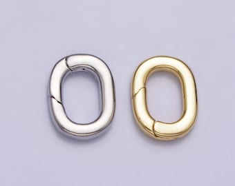 Tiny Gold Spring Gate Ring, Push Gate ring Mini Oval Ring Charm Holder Gold Clasp for Jewelry Clasp Z-117