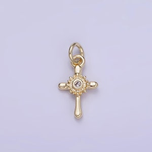 Mini Gold Cross charm Tiny Cross charm for religious jewelry making Bracelet Necklace Earring Supply W551