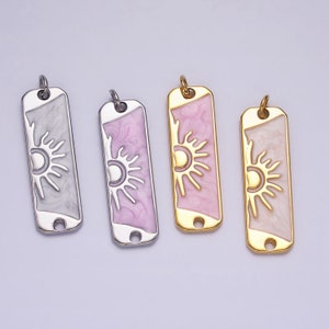 Esmalte rosa Sol largo Encanto Plata Oro Sol Salida del sol Día de la tierra Collar Colgante AC581 AC582