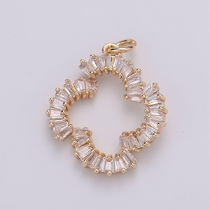 Baguette cubic pave charm on 18k gold , micro pave cz small x charms, dainty pave cross charm, kiss charms for jewelry supply