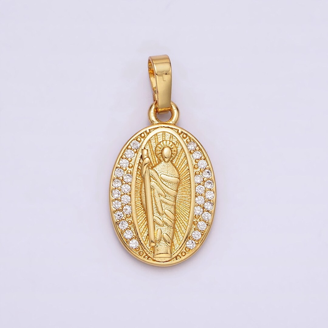 Saint Jude Necklace Pendant Gold Religious Medallion Pendant Catholic ...
