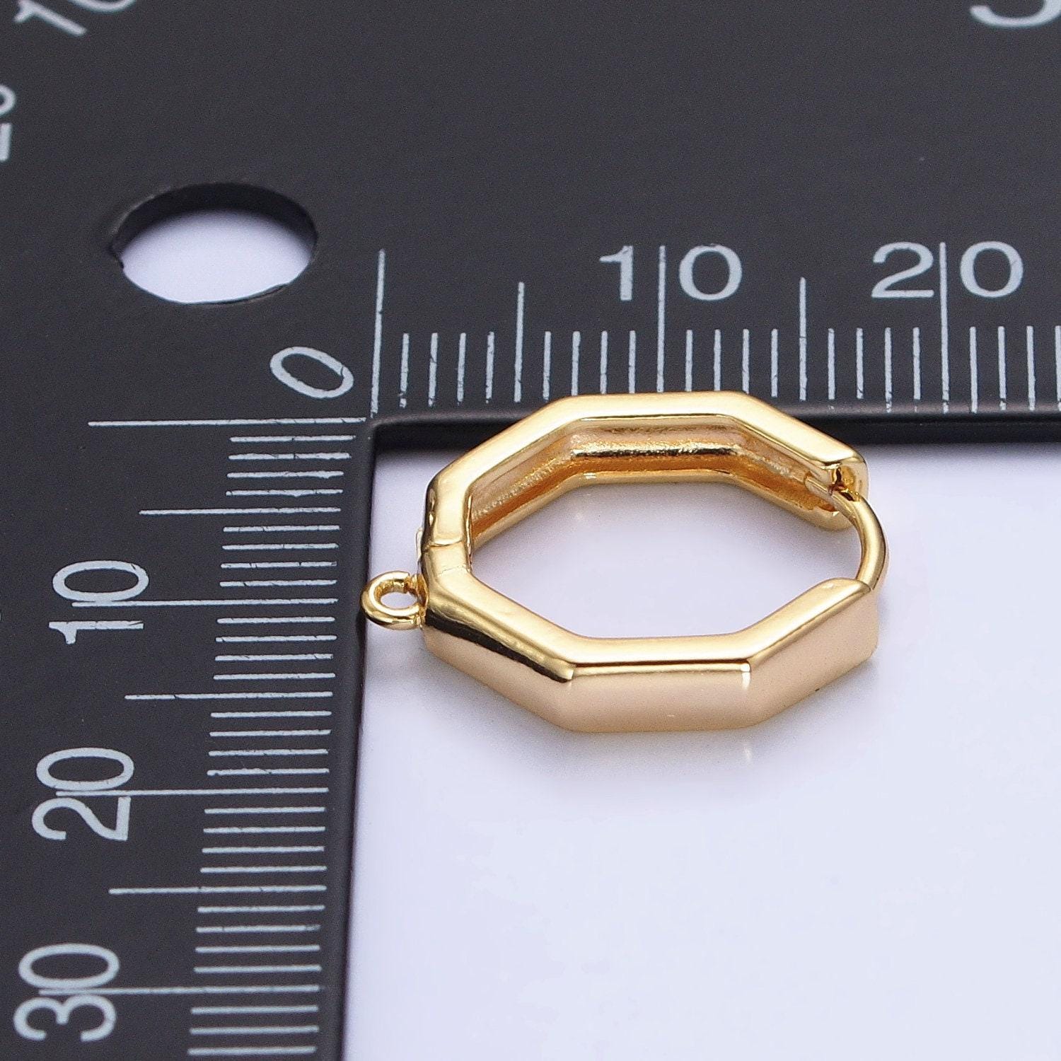 Hexagonal Open Loop Earrings in Gold & Silver Supply | Z-322
