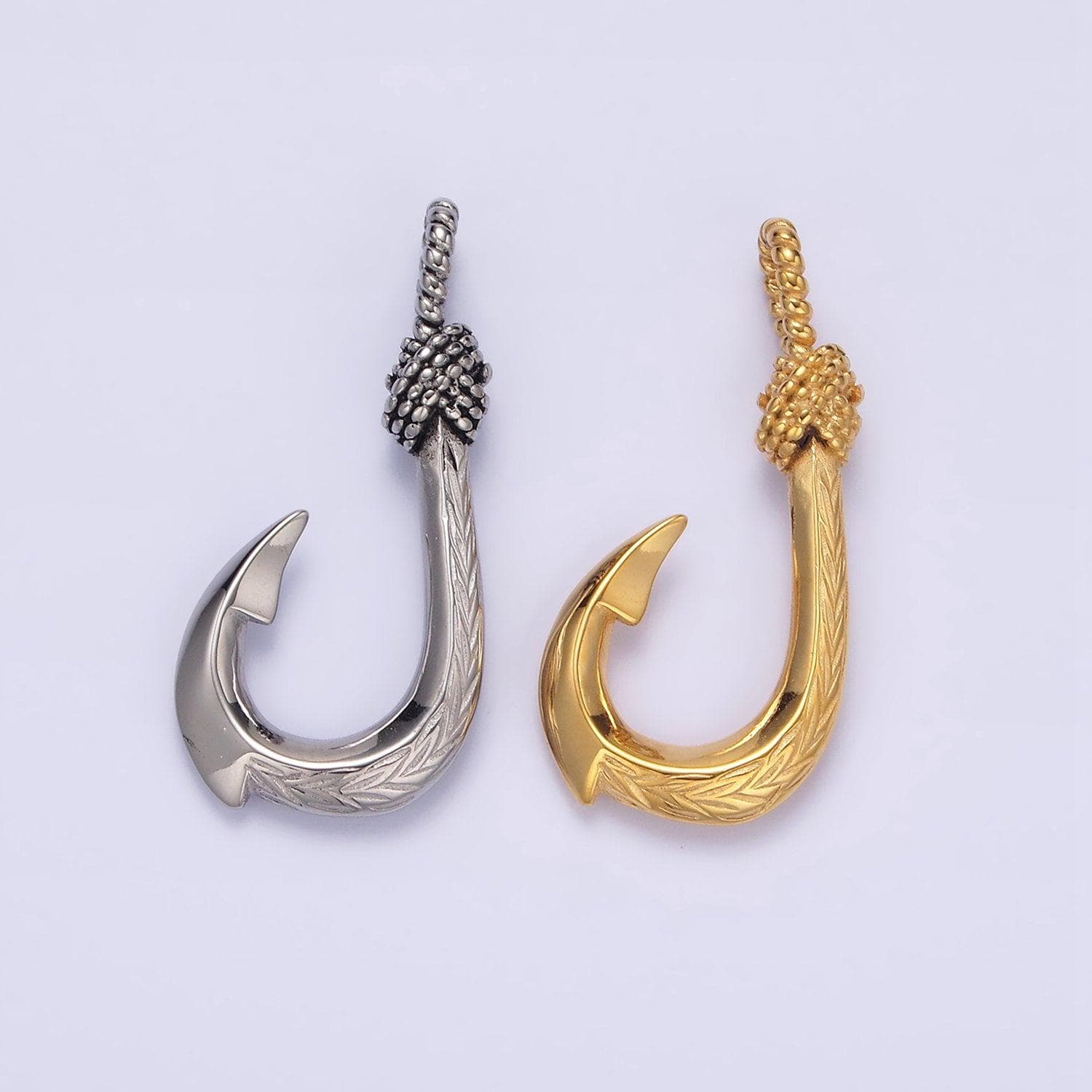 Fermoir Ancien (hameçon) En Or Blanc 14 Carats Style Art Déco Floral - Taille 13 Mm, Occasion En Bon état