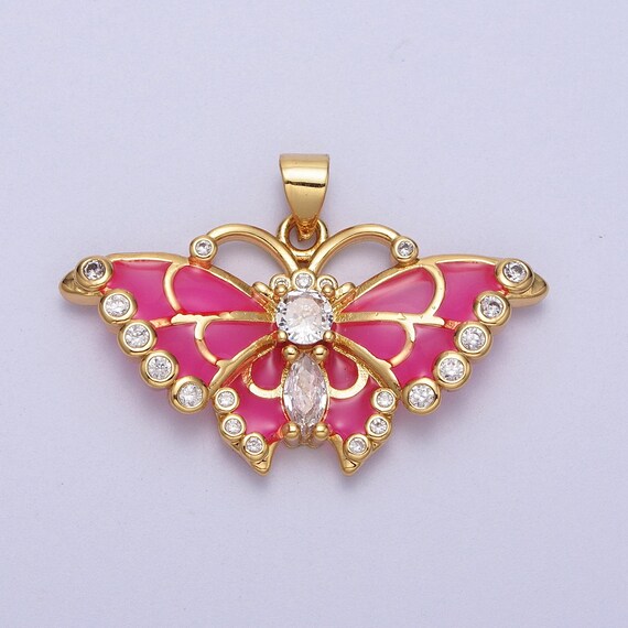 Hot Pink Butterfly Charm Necklace