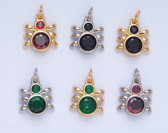 Green, black, red bed bug insect cz 24k gold filled charm | x-886 - x-901